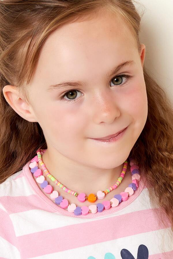Mutter-Tochter-Kollektion Halskette mit rosa Herzen - Kinder polymer clay